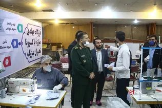 بازدید رئیس سازمان بسیج از کارگاه تولید ماسک و مواد ضدعفونی در لانه جاسوسی آمریکا