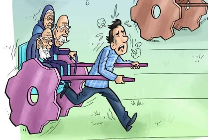 کاریکاتور بحران پیری ایران ۱۴۳۰