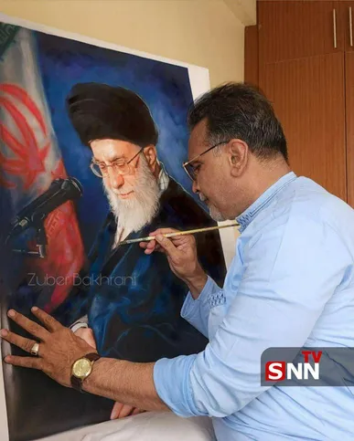 نقاشی هنرمند کنیایی برای ادای احترام به رهبر شهید+ عکس