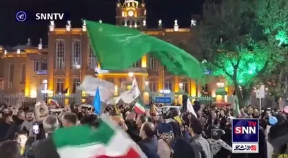 تجمع مردمی و دانشجویی پس از حملات موشکی سپاه پاسداران و خوشحالی تبریزی&zwnj;ها در میدان ساعت
