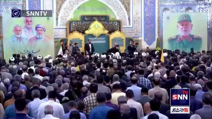 اقامه نماز مردم مشهد بر پیکر شهید القدس عباس نیلفروشان