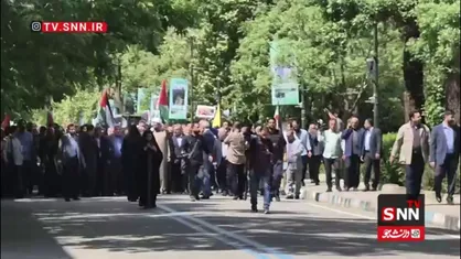 برپایی راهپیمایی حمایت از مردم غزه در دانشگاه تهران با حضور وزیر علوم
