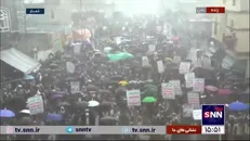 حمایت یمنی‌ها از فلسطینی‌ها در زیر بارش باران