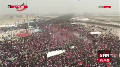 تصاویر هوایی از کاروان حامل پیکر رهبر شهید و خانواده شهیدشان