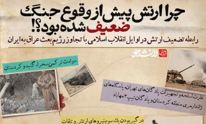 اینفوگرافی دلایل تضعیف ارتش پیش از وقوع جنگ تحمیلی