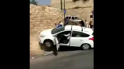 حمله شهرک&zwnj;نشین صهیونیست با خودرو به چند معترض فلسطینی + فیلم