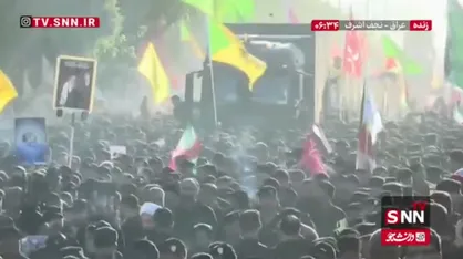 کامیون حمل پیکر رهبر شهید در میان سیل عاشقان امام شهید