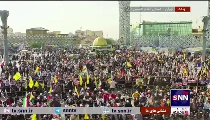 میدان امام حسین (ع) در فاصله یک ساعت مانده به شروع مراسم تشییع پیکر سردار شهید نیلفروشان