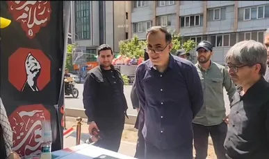 بازدید رئیس بنیاد شهید از مواکب مراسم تشییع رهبر شهید انقلاب