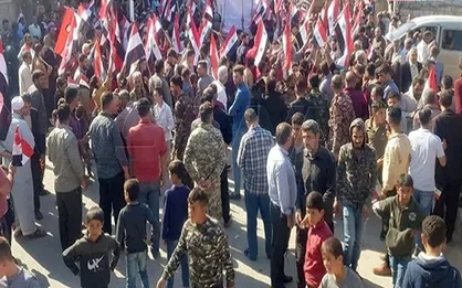 تجمع گسترده استان حلب سوریه در مخالفت با اشغالگری ترکیه