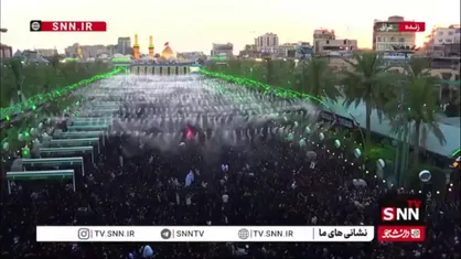 بین الحرمین مملو از حضور عاشقان و آماده آئین پرشور تعویض پرچم گنبد حرم حضرت سیدالشهدا (ع)