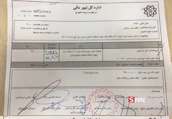 خرید یک میلیاردی شورای شهر تهران