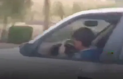 رانندگی کودک ۹ ساله در شهرستان بهارستان اصفهان!