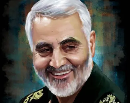 نقاشی چهره شهید قاسم سلیمانی