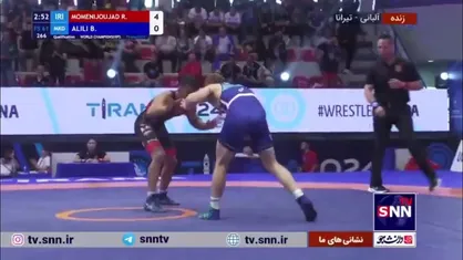 فیلم کامل پیروزی رضا مومنی در وزن ۶۱ کیلوگرم کشتی آزاد جهانی مقابل بشیر علیلی از مقدونیه به پیروزی رسید