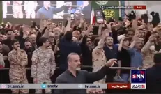 رجزخوانی حاضرین در مراسم تدفین شهید سردار موسوی در کنار مزار ایشان