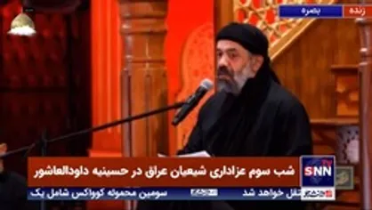 مداحی محمود کریمی با یاد حاج قاسم سلیمانی و ابومهدی المهندس و همخوانی شیعیان عراق در حسینیه داودالعاشور بصره