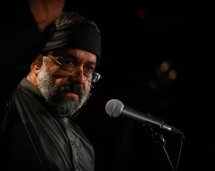 مداحی حماسی حاج محمود کریمی در حضور رهبرانقلاب و مقتدی صدر+فیلم
