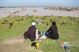 روستای آق قلا در چهارمین روز جاری شدن سیل