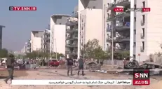 آثار به جای مانده از حملات موشکی صبح امروز ایران به منطقه بئر السبع در جنوب اراضی اشغالی
