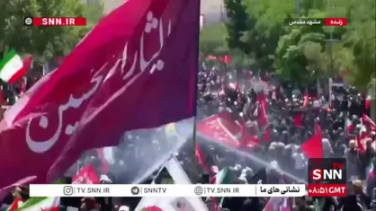 اهتزاز پرچم بزرگ یا لثارات الحسین در مشهد
