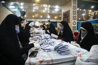 بازدید رئیس سازمان بسیج از کارگاه تولید ماسک و مواد ضدعفونی در لانه جاسوسی آمریکا