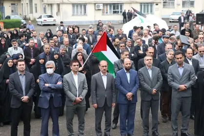 تجمع دانشگاهیان دانشگاه گیلان در حمایت از مردم مظلوم غزه+فیلم