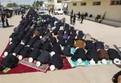 اقامه طولانی&zwnj; ترین نماز جماعت در مسیر به کربلای معلی