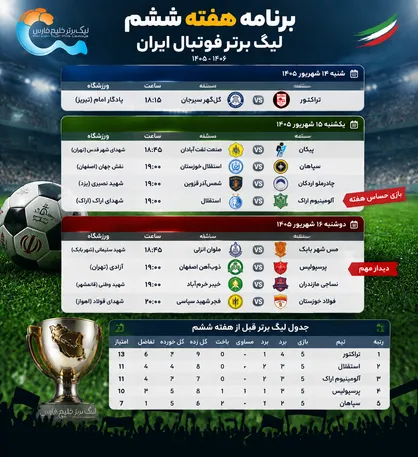 ساعت و برنامه بازی های لیگ برتر
