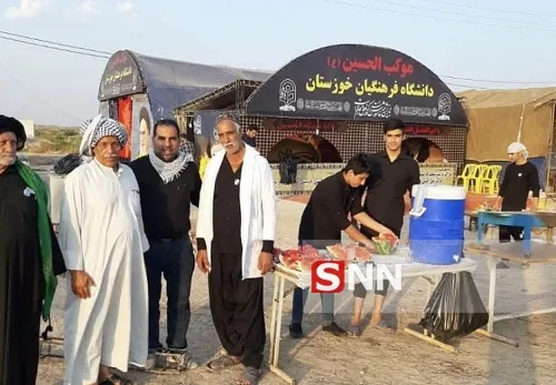 خدمت رسانی دانشجویان اندیمشکی در موکب دانشگاه فرهنگیان خوزستان به زوار حسینی