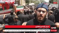 مردم سوگوار، قهرمانانه در حال وداع با شهدا هستند/ تشییع شهدای حمله تروریستی رژیم صهیونیستی در روز اول محرم + فیلم