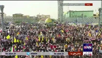 میدان امام حسین (ع) در فاصله یک ساعت مانده به شروع مراسم تشییع پیکر سردار شهید نیلفروشان