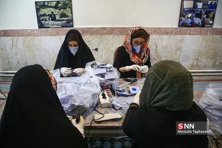 بازدید رئیس سازمان بسیج از کارگاه تولید ماسک و مواد ضدعفونی در لانه جاسوسی آمریکا