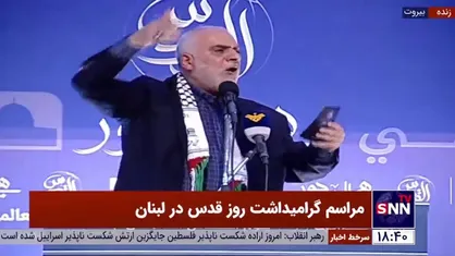 ابراز ارادت ویژه شیعیان لبنان به رهبر انقلاب در مراسم روز قدس مکتب سیدالشهداء ضاحیه جنوبی لبنان