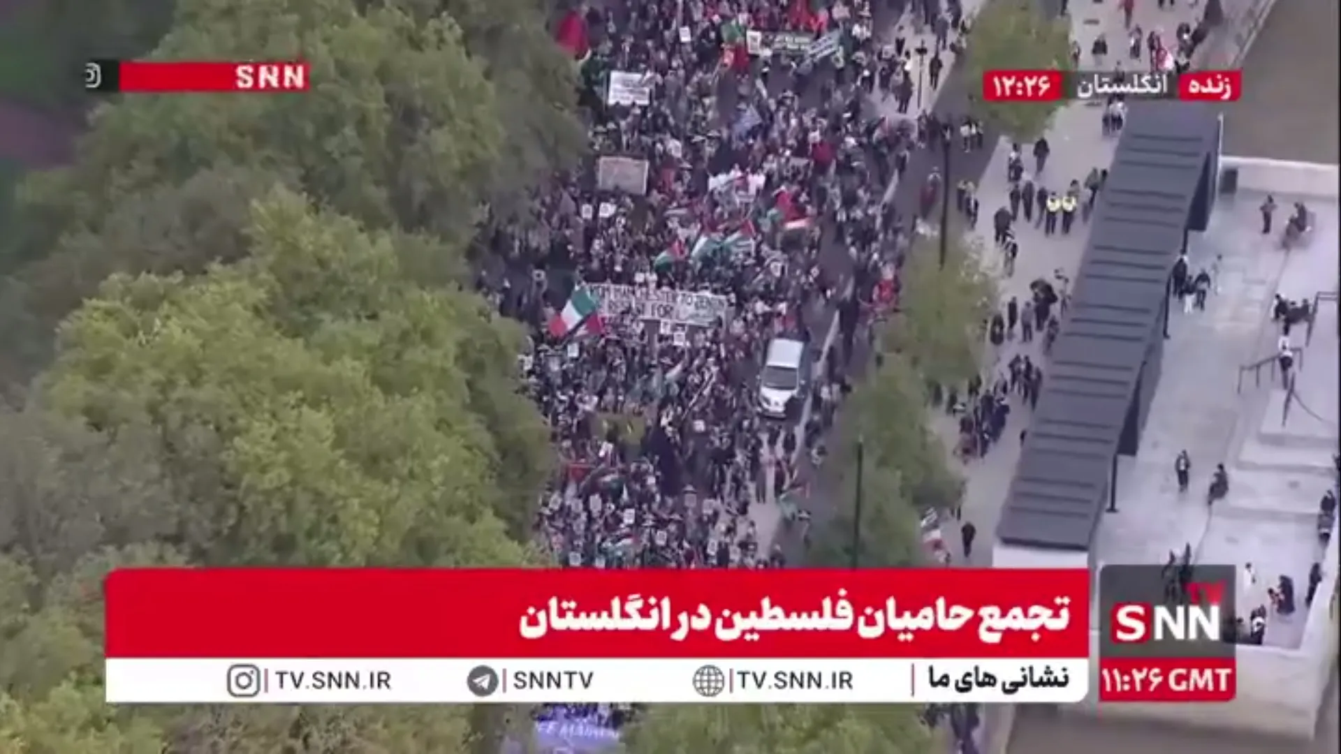 مردم انگلیس در حمایت از فلسطین به خیابان‌ها آمدند