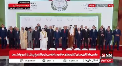 عکس یادگاری سران کشورهای حاضر در اجلاس شرم&zwnj;الشیخ پیش از شروع نشست + فیلم