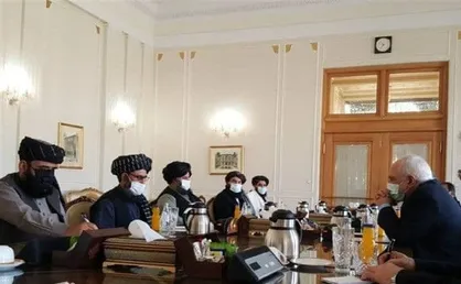 دیدار ظریف با هیئت طالبان+عکس