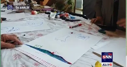 هنرنمایی تعدادی از نقاشان و خطاطان با همراهمی مردم، در حاشیه چهاردهمین انتخابات ریاست جمهوری