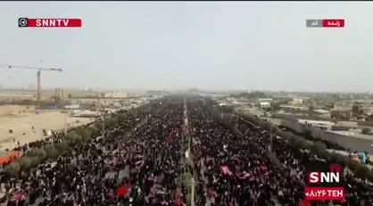 تصاویر هوایی از جمعیتی که انتها ندارد/ تشییع باشکوه پیکر رهبر شهید و خانواده شهیدشان در قم + فیلم