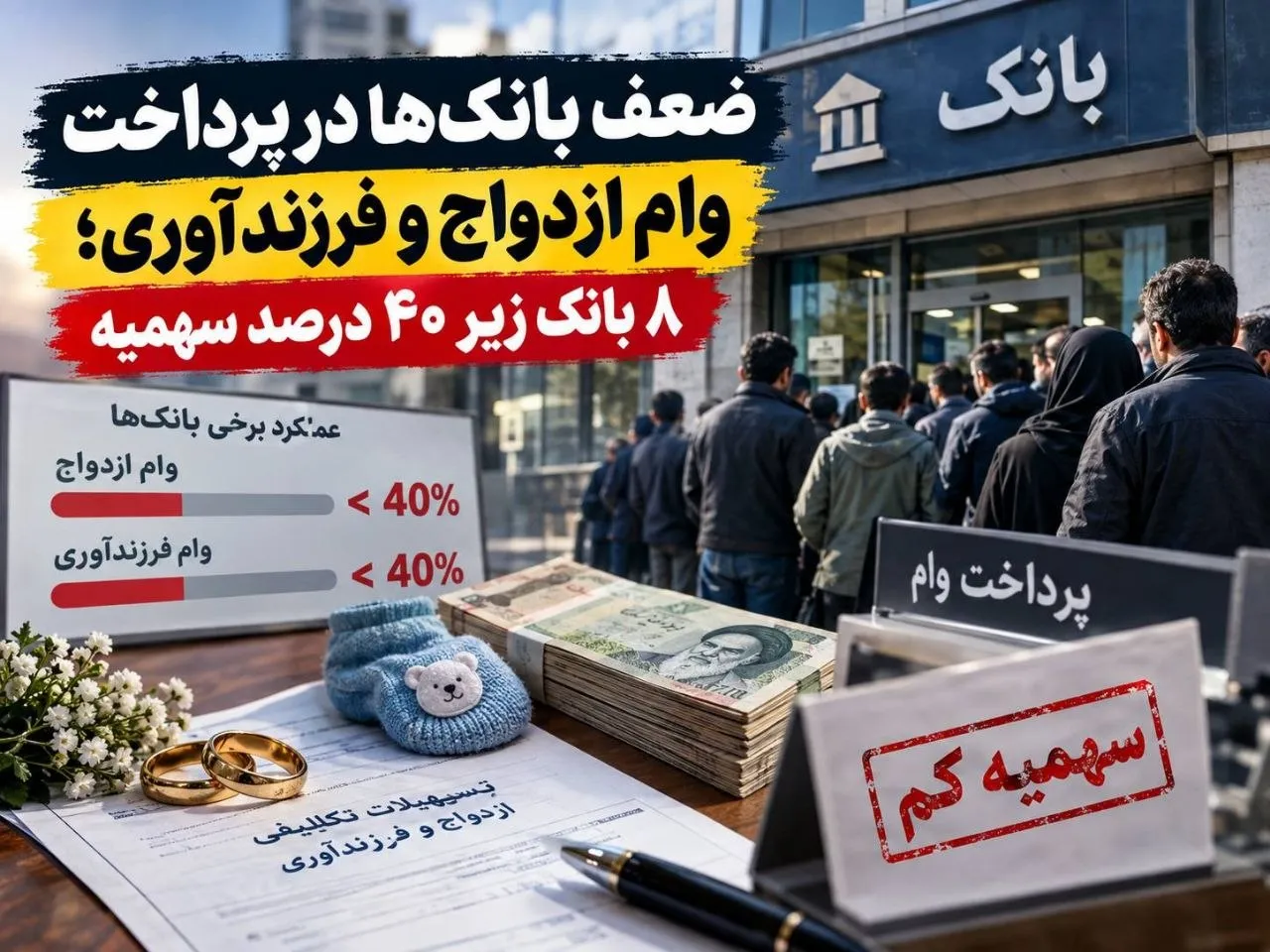 کدام بانک‌ها در پرداخت وام ازدواج و فرزندآوری عملکرد خوبی نداشتند؟ / اسامی ۸ بانکی که کمتر‌ین سهم را  داشتند + عکس