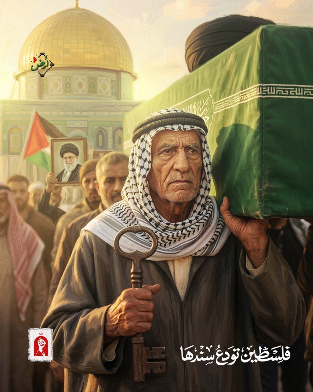  در توضیحات این پوستر ها نوشته شده: فلسطین یک دوست، یک حامی و یک مدافع عزیز را از دست داد که در راه خدا به شهادت رسید. او در مسیر آزادی قدس، حمایت از امت و وحدت آن، و همچنین در مخالفت با استکبار و اخراج اشغالگران از سرزمین ما، جانفشانی کرد.
خداحافظ، سید علی خامنه‌ای؛ خداحافظ، ای دوست و حامی فلسطین.

