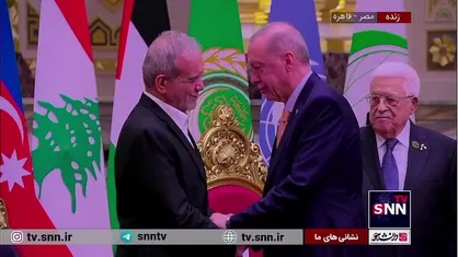 حوالپرسی اردوغان و پزشکیان پیش از شروع اجلاس دی ۸