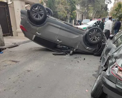 واژگون شدن اسپورتیج در خیابان تیرانداز