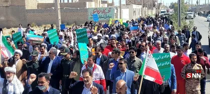 حضور پرشور مردم شهر دوست&zwnj;محمد در راهپیمایی روز جهانی قدس؛ فریاد وحدت از دل سیستان و بلوچستان+ فیلم