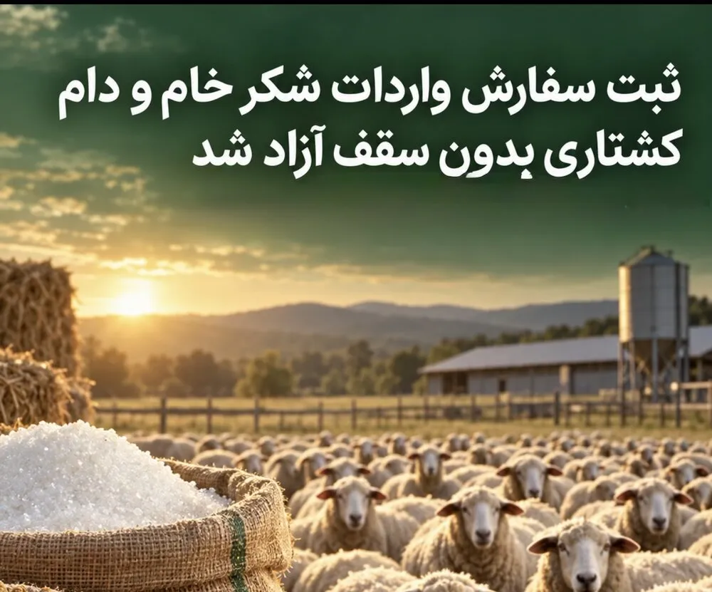 ثبت سفارش واردات شکر خام و دام کشتاری بدون سقف آزاد شد