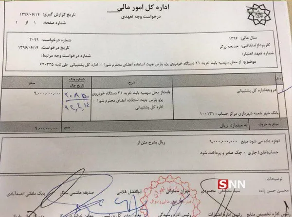 خرید یک میلیاردی شورای شهر تهران