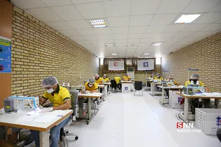 بازدید از خط تولید ماسک و لباس بیمارستانی