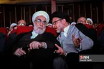 حجت الاسلام سید مهدی خاموشی رئیس سابق سازمان تبلیغات اسلامی در کنار حجت الاسلام محمدی گلپایگانی رئیس دفتر مقام معظم رهبری