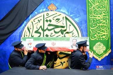 وداع با پیکر ۱۱ شهید حملات آمریکایی - صهیونی در حرم حضرت معصومه (س)