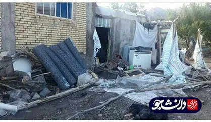 طوفان به ۱۶ منزل در روستای سقزچی خلخال خسارت وارد کرد + تصاویر